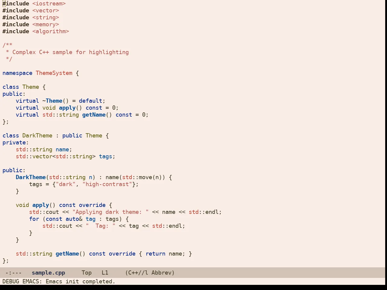 Ellas Theme in c++-mode