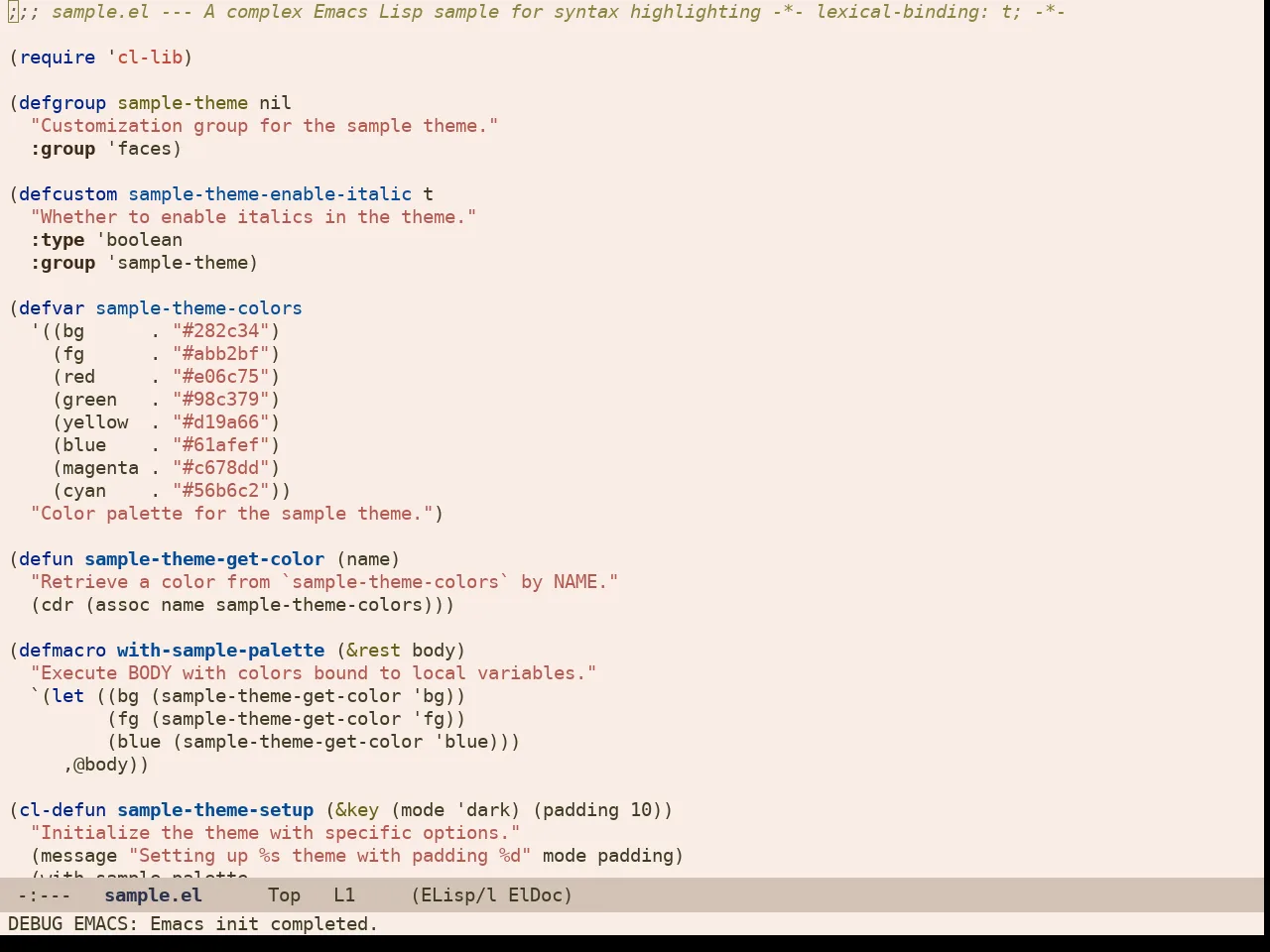 Ellas Theme in emacs-lisp-mode