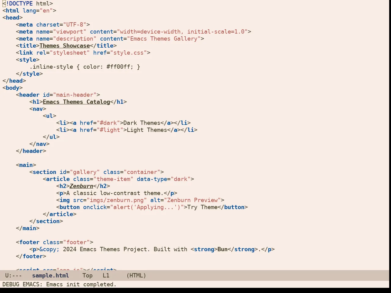 Ellas Theme in html-mode