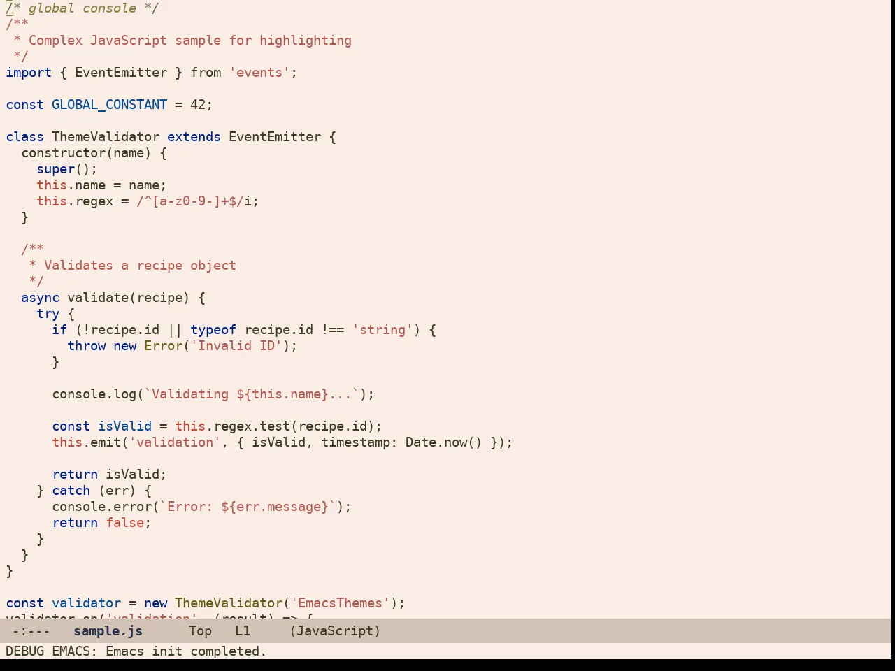 Ellas Theme in javascript-mode