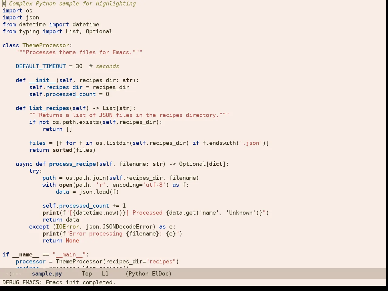 Ellas Theme in python-mode