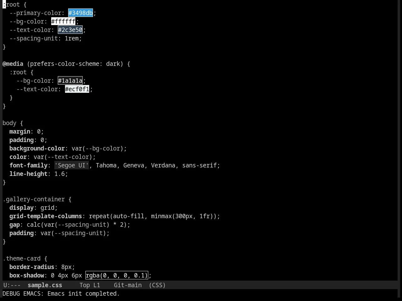 Eltbus Theme in css-mode