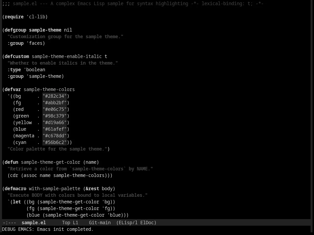 Eltbus Theme in emacs-lisp-mode