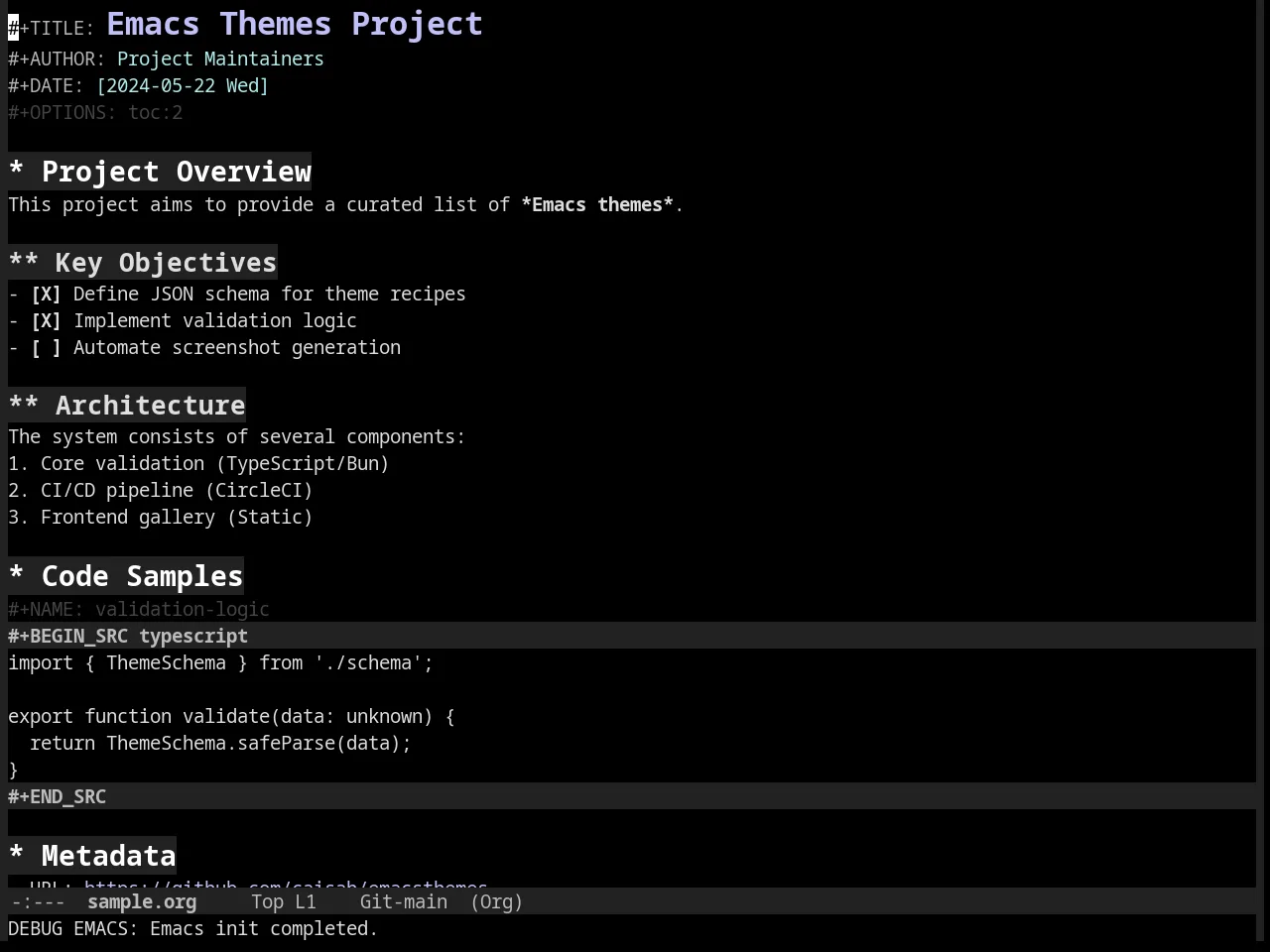 Eltbus Theme in org-mode