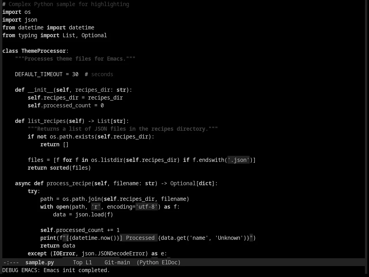 Eltbus Theme in python-mode
