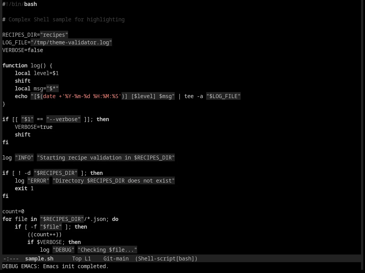 Eltbus Theme in sh-mode
