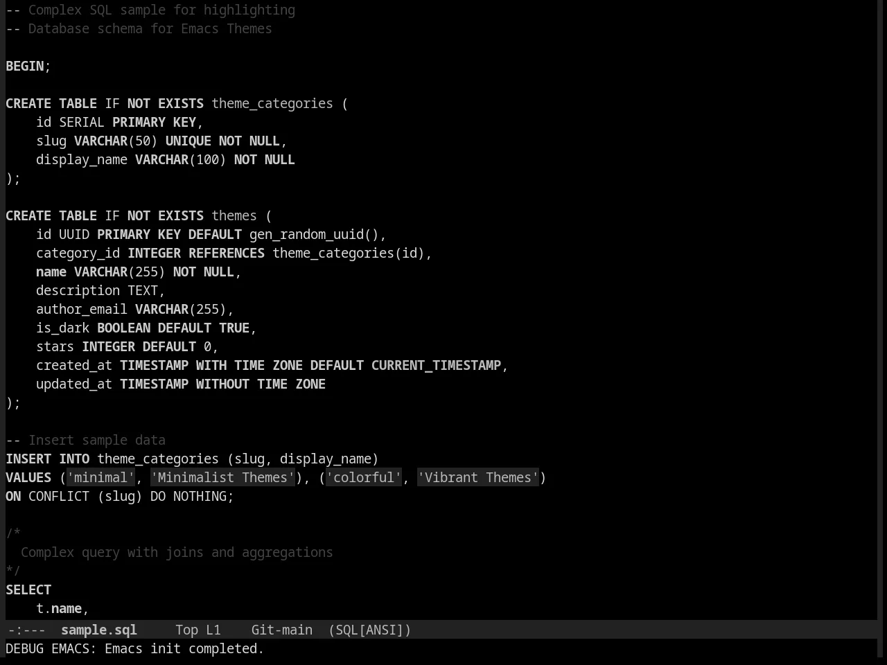 Eltbus Theme in sql-mode