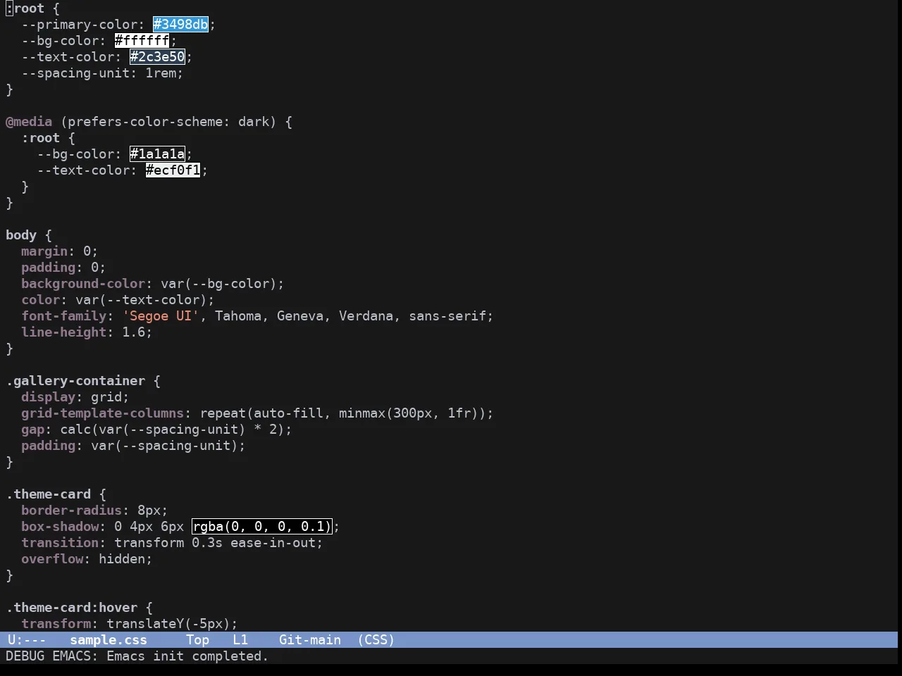 Elune Theme in css-mode