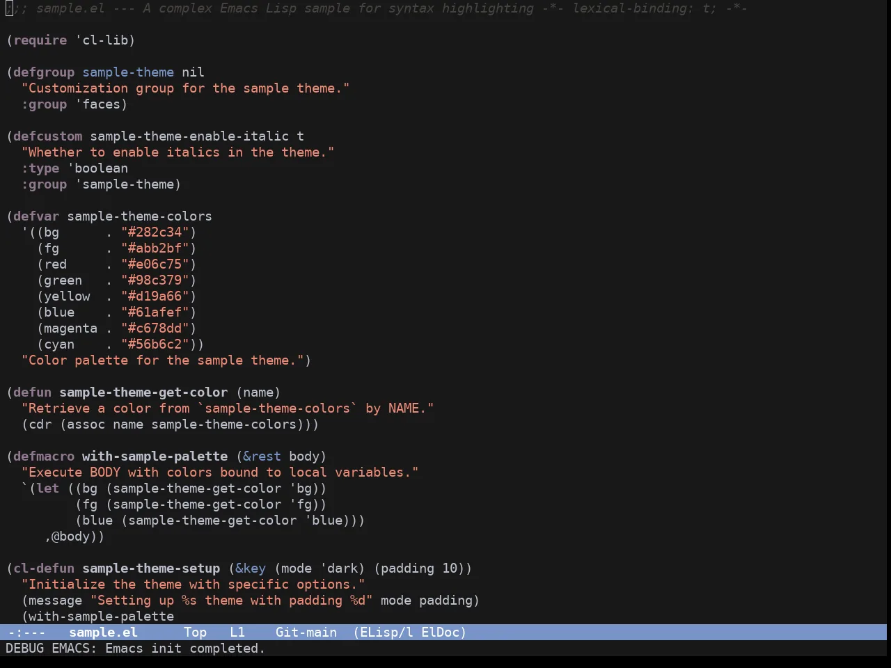 Elune Theme in emacs-lisp-mode