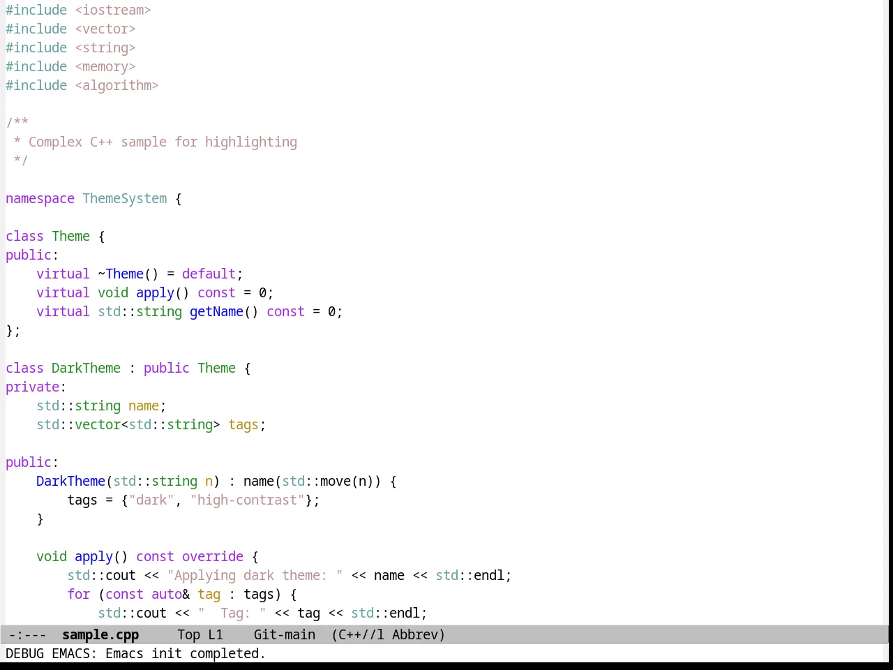 Emacs 21 Theme in c++-mode