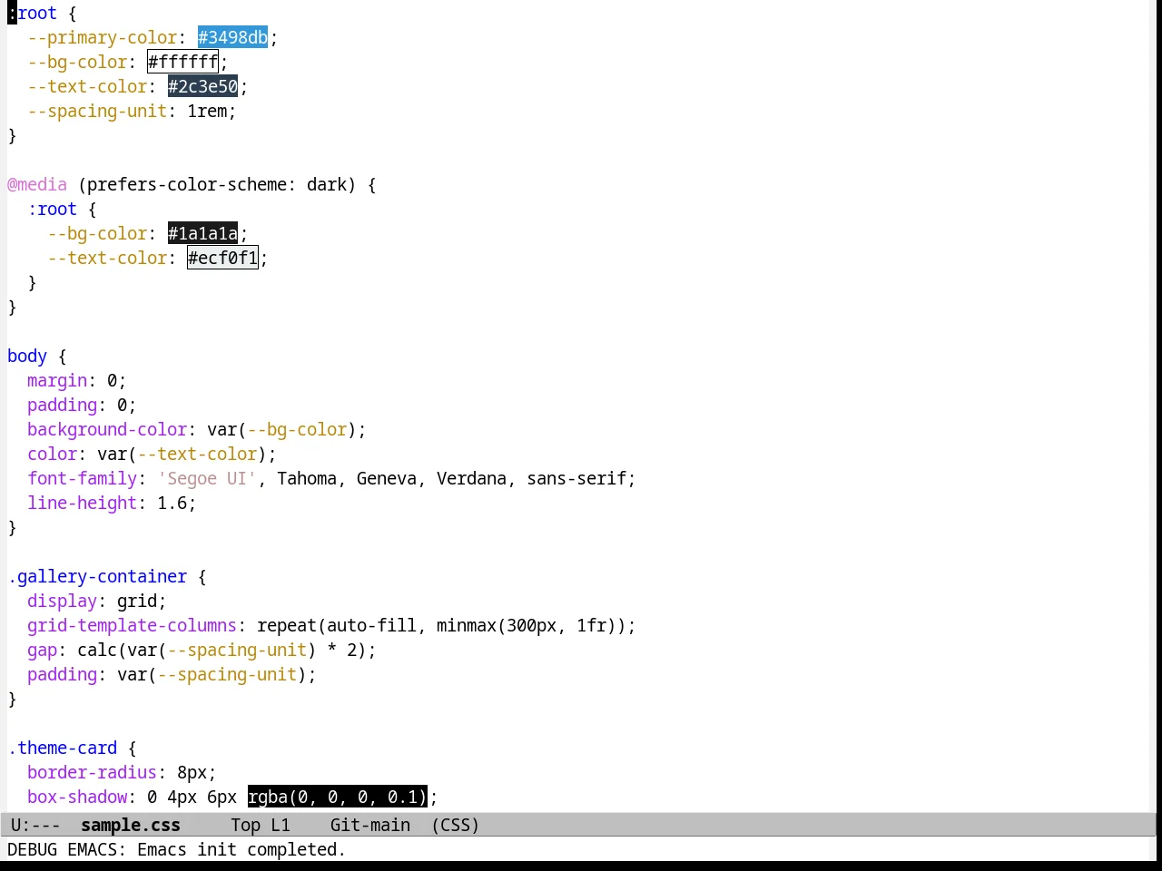 Emacs 21 Theme in css-mode