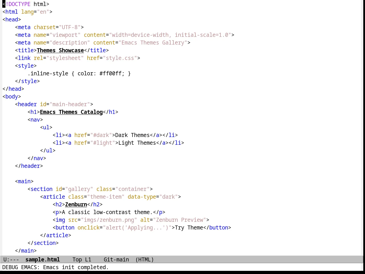 Emacs 21 Theme in html-mode