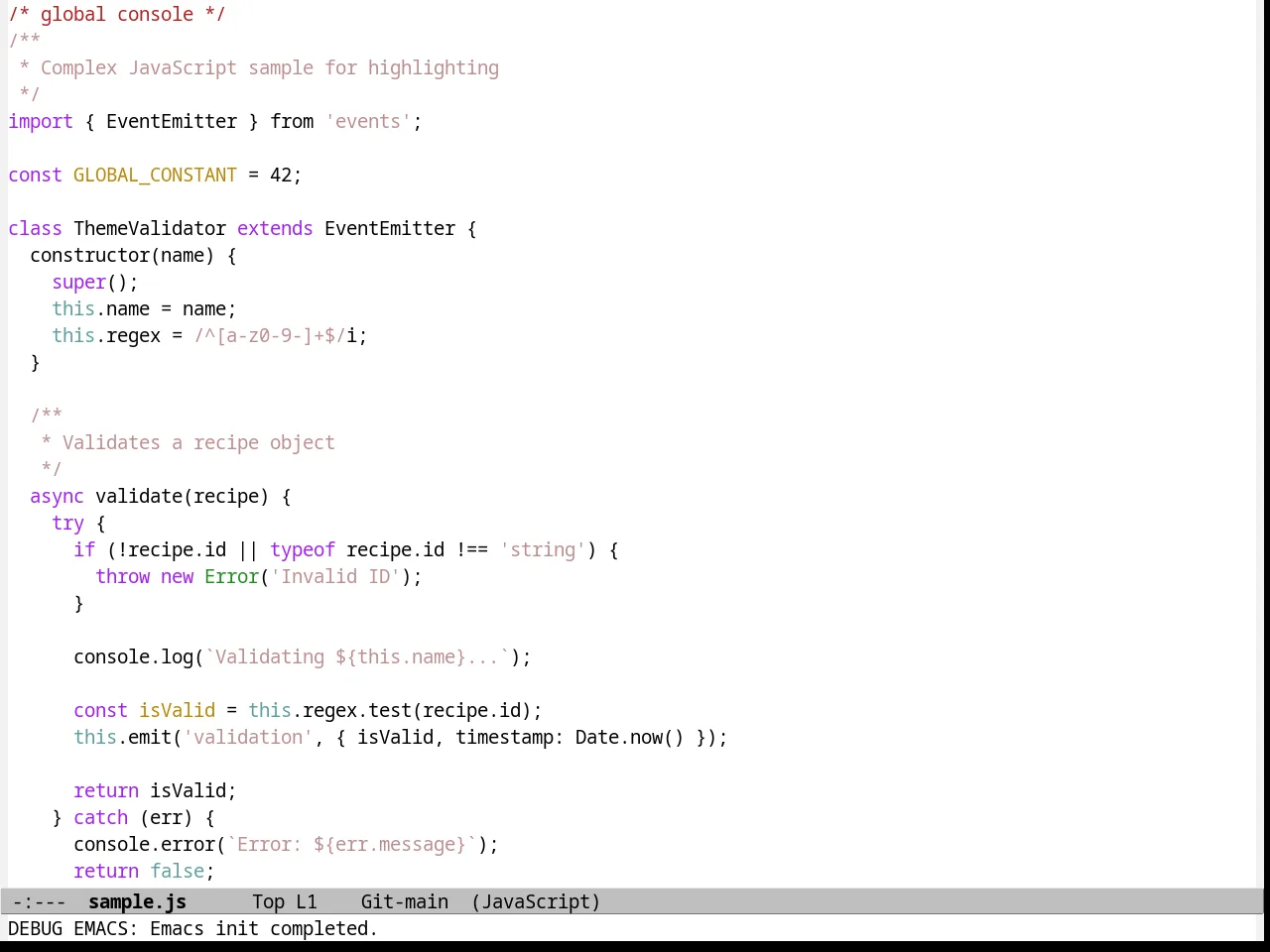 Emacs 21 Theme in javascript-mode