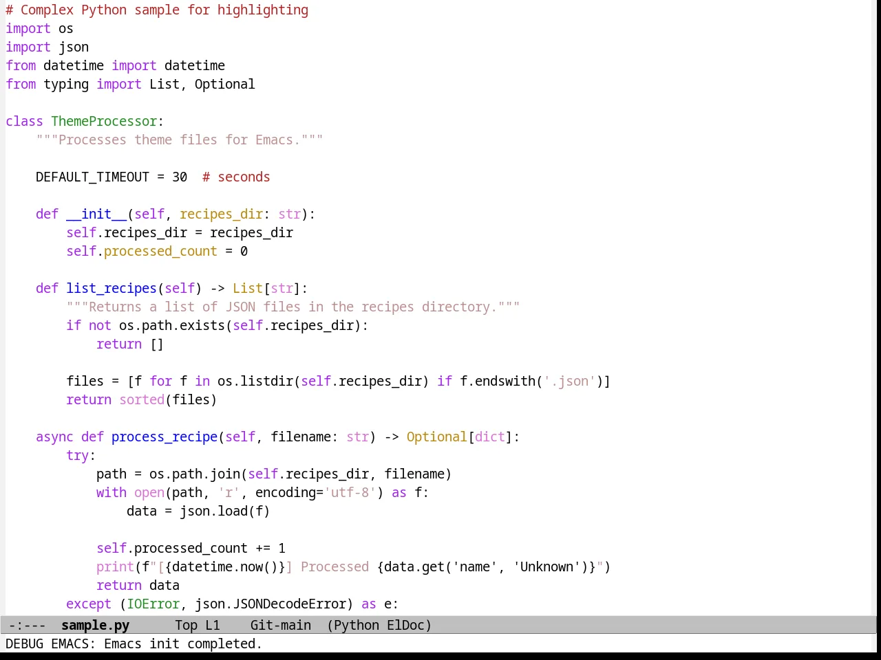 Emacs 21 Theme in python-mode