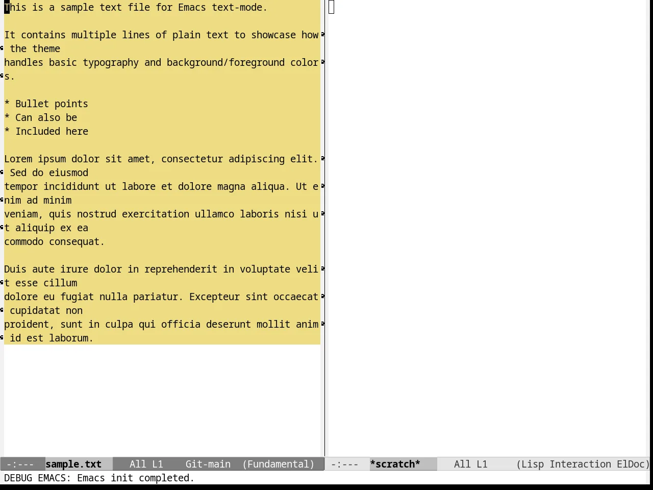 Emacs NW Theme in fundamental-mode