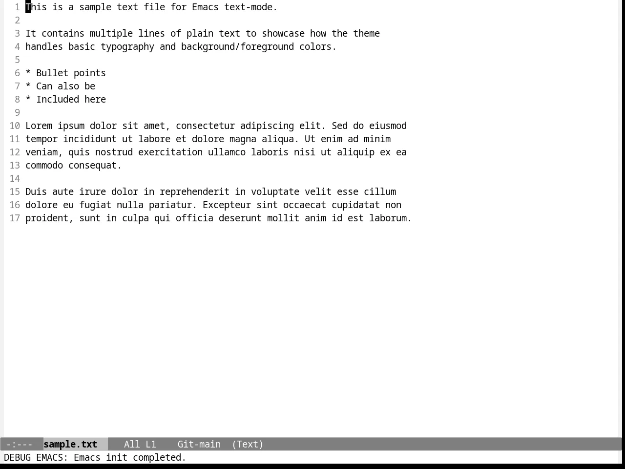 Emacs NW Theme in text-mode
