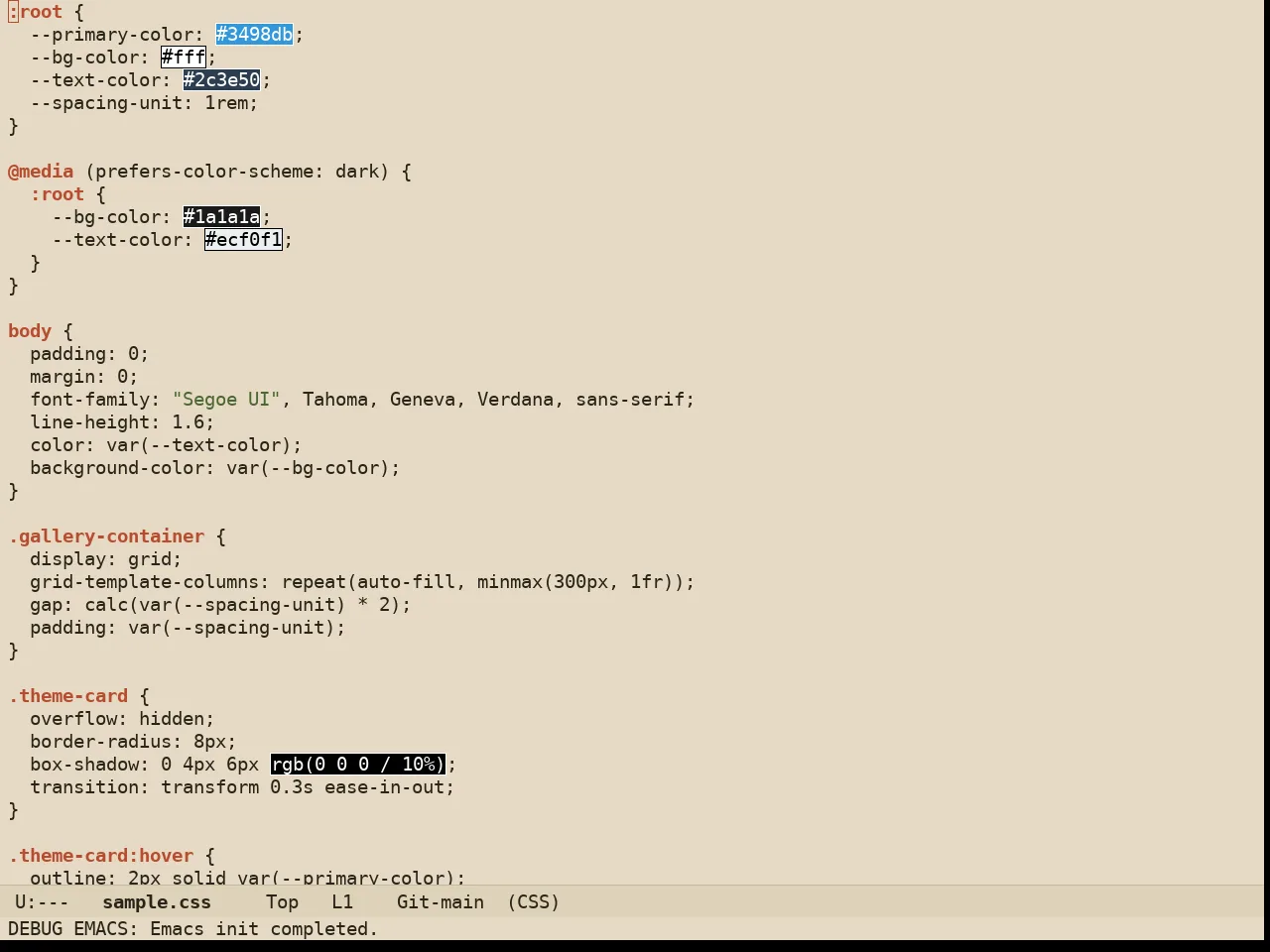 Ember Light Theme in css-mode