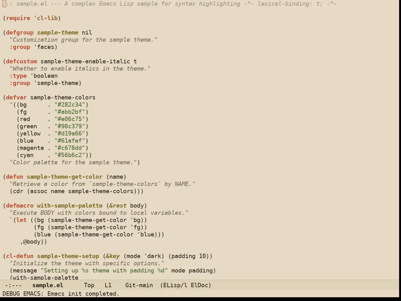 Ember Light Theme in emacs-lisp-mode