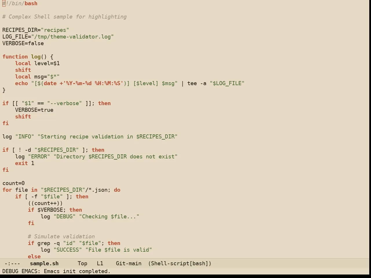 Ember Light Theme in sh-mode