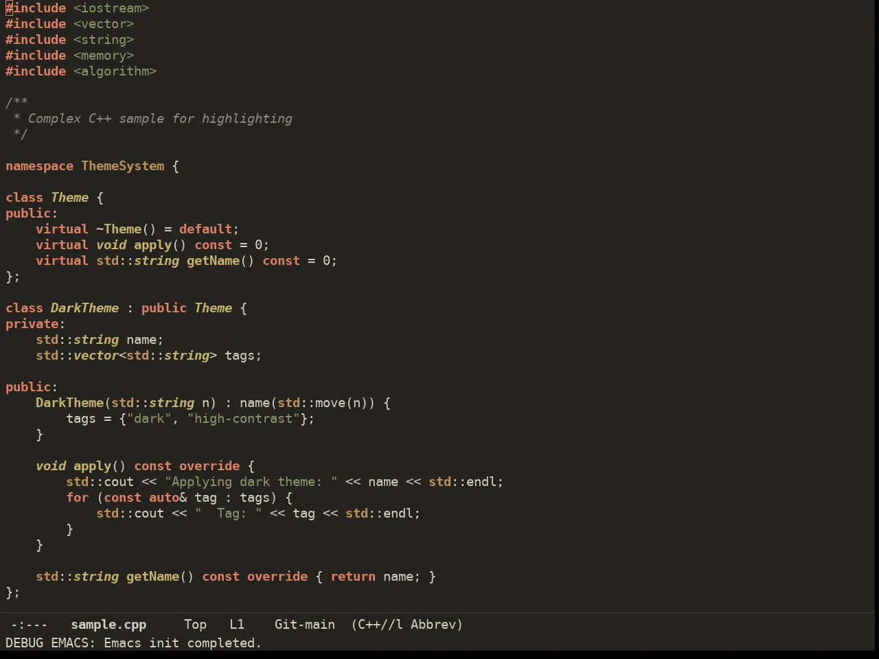 Ember Soft Theme in c++-mode