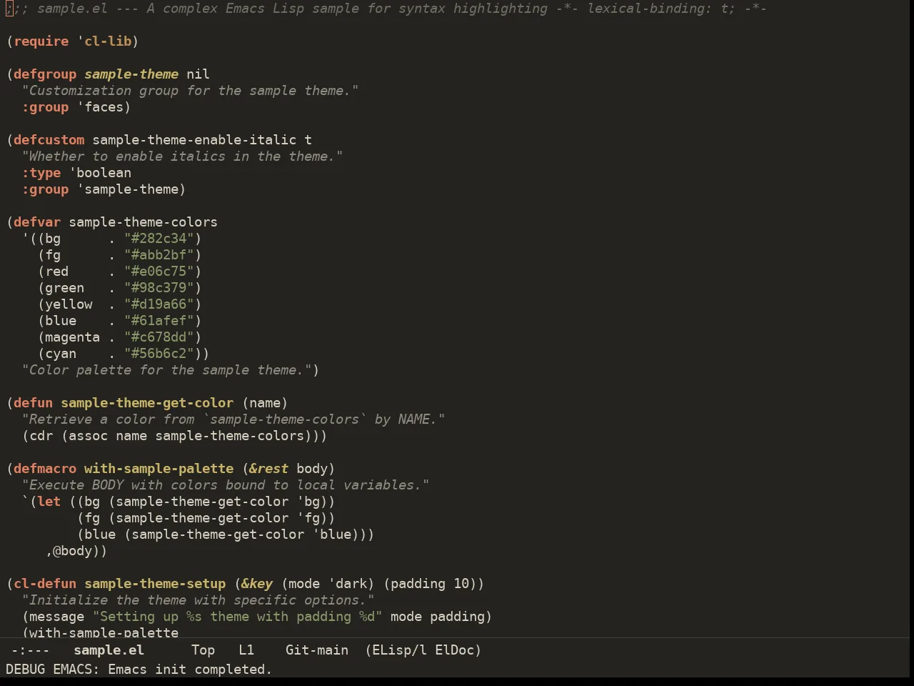 Ember Soft Theme in emacs-lisp-mode