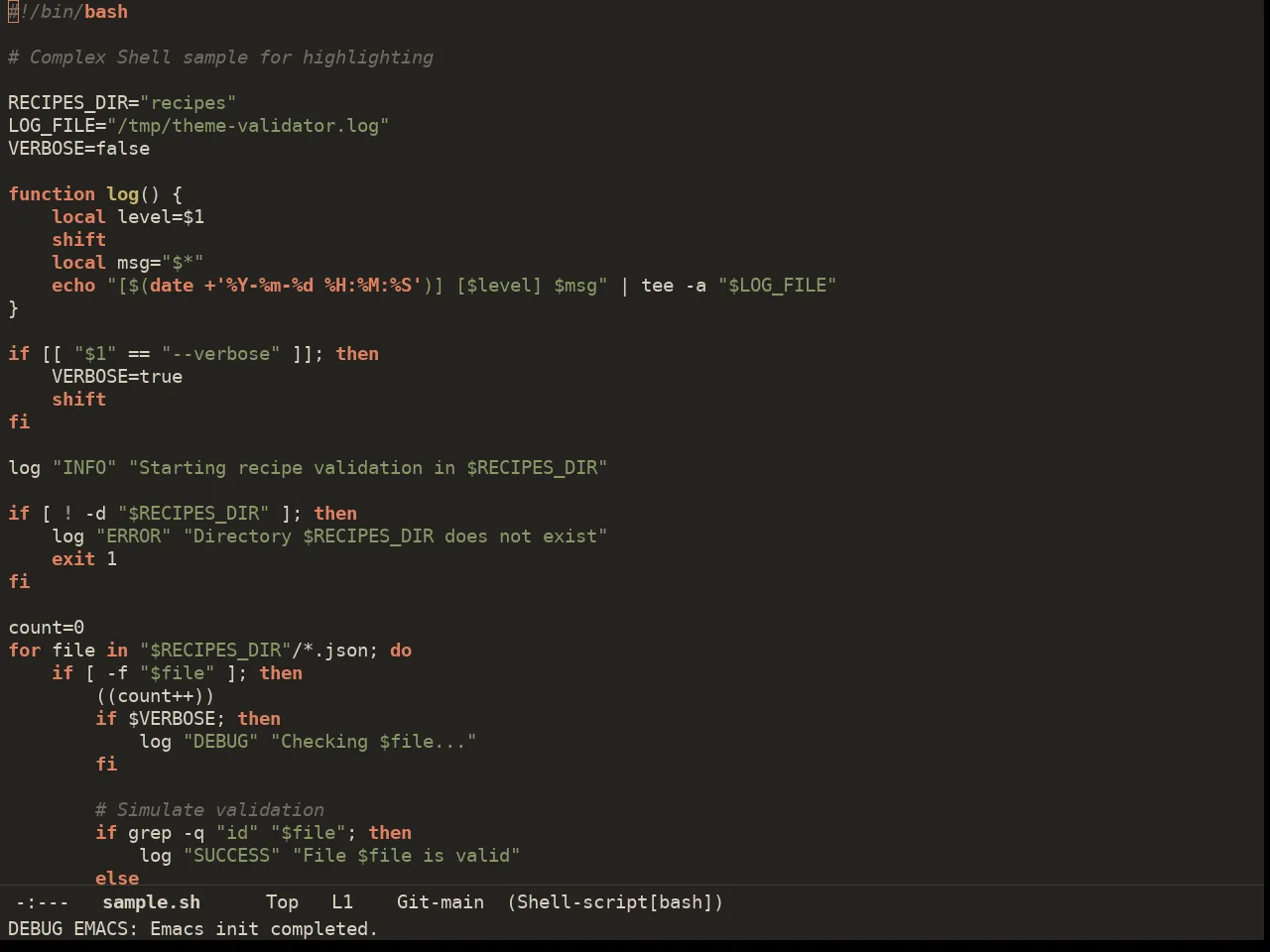 Ember Soft Theme in sh-mode
