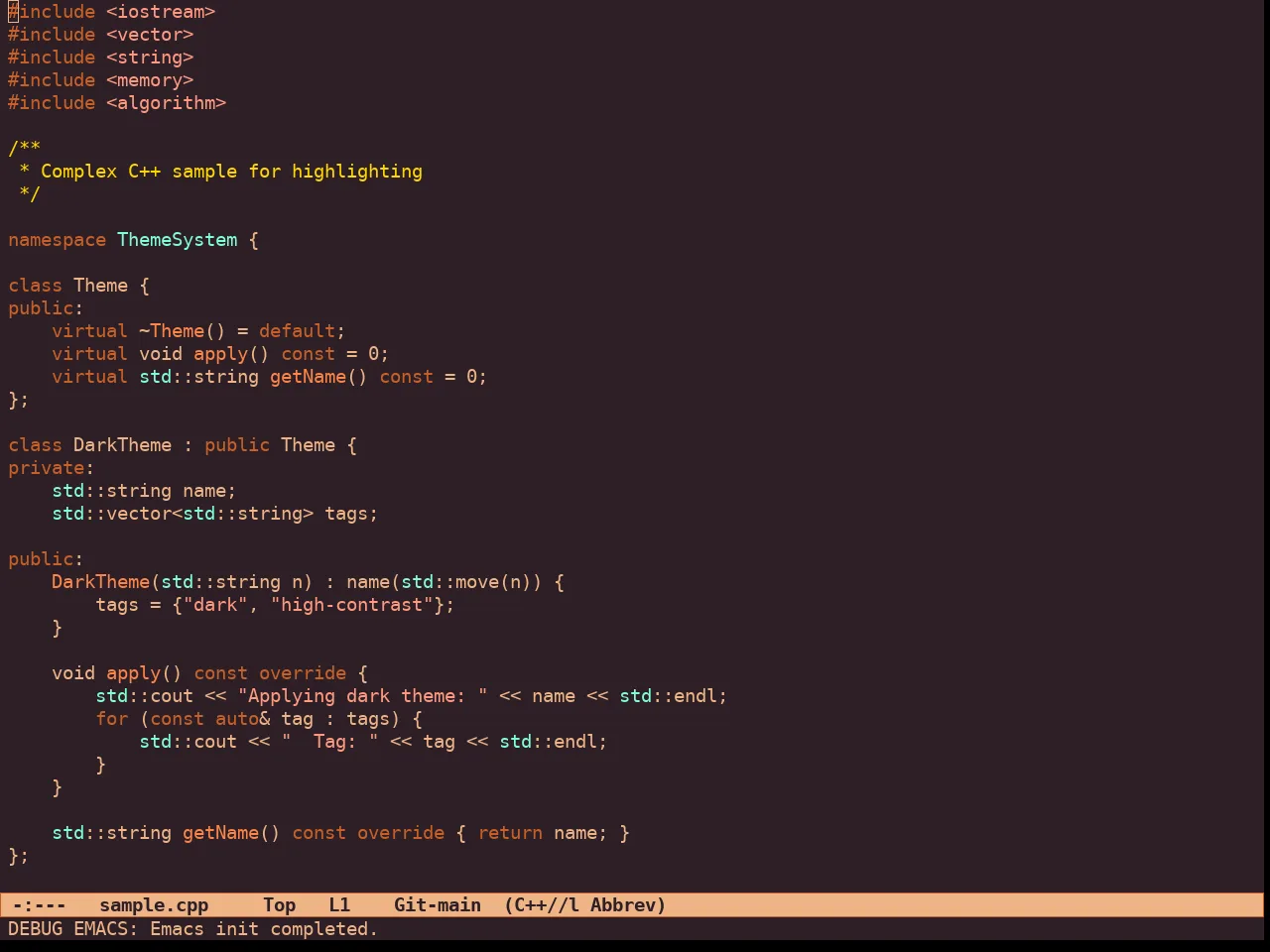 Ember Twilight Theme in c++-mode