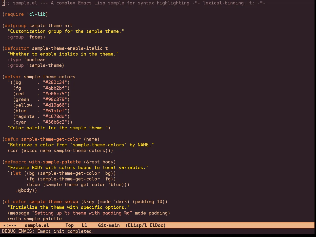 Ember Twilight Theme in emacs-lisp-mode