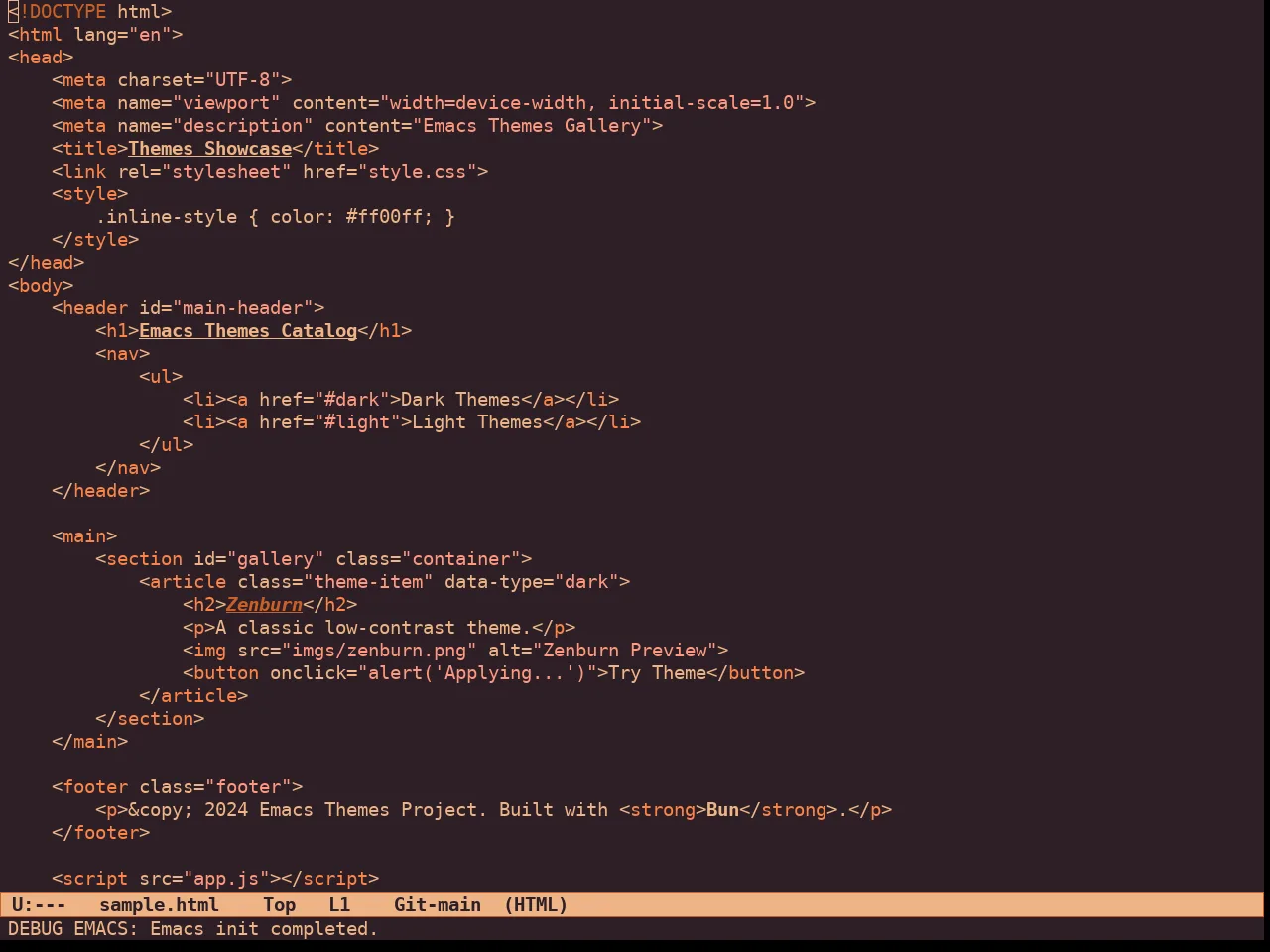 Ember Twilight Theme in html-mode