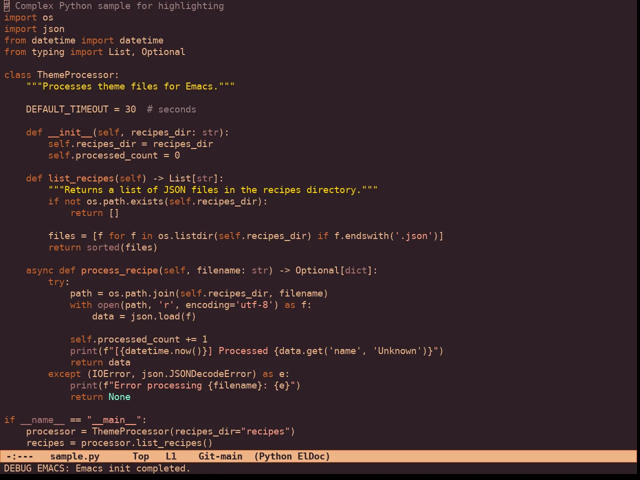 Ember Twilight Theme in python-mode