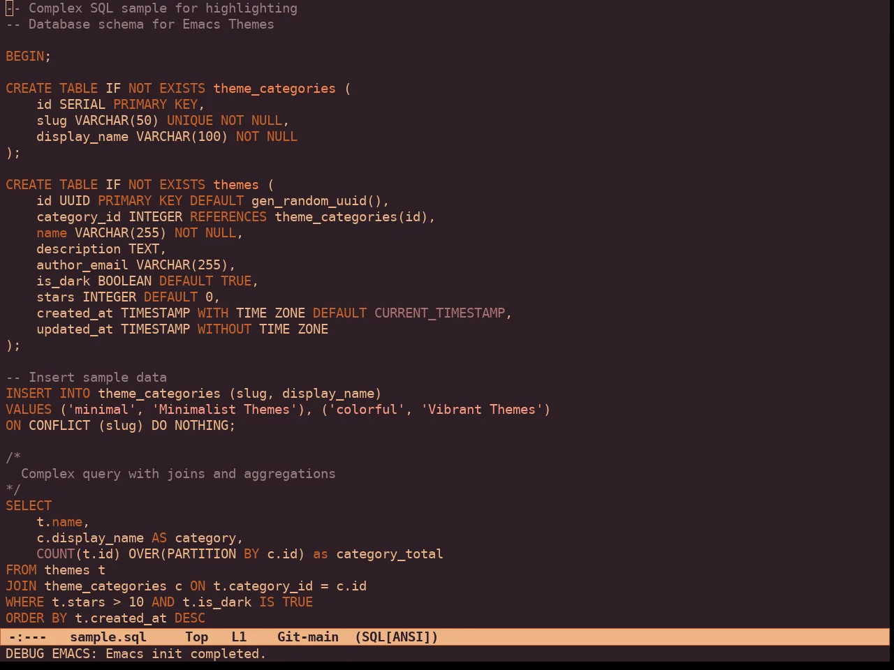 Ember Twilight Theme in sql-mode