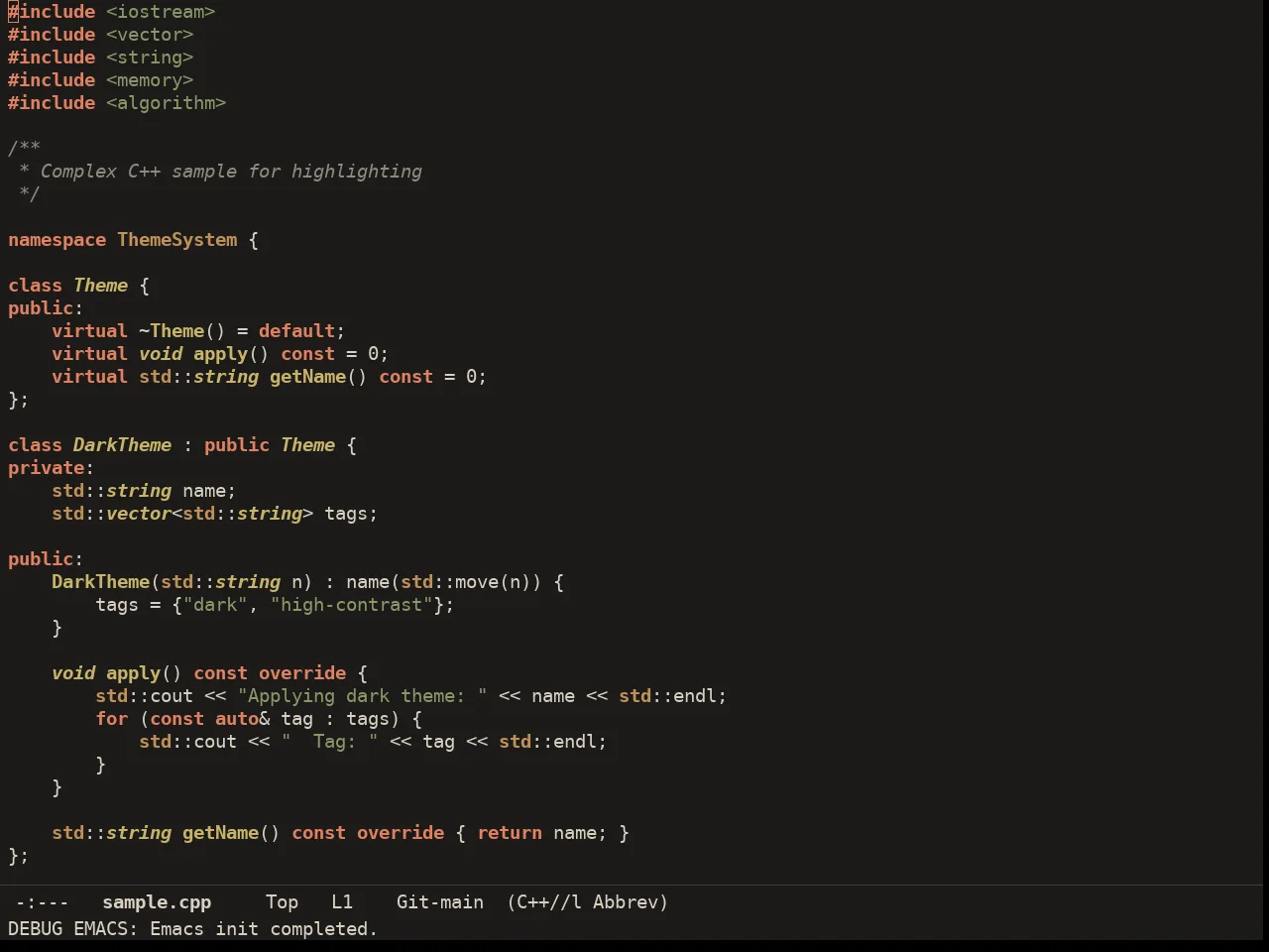 Ember Theme in c++-mode