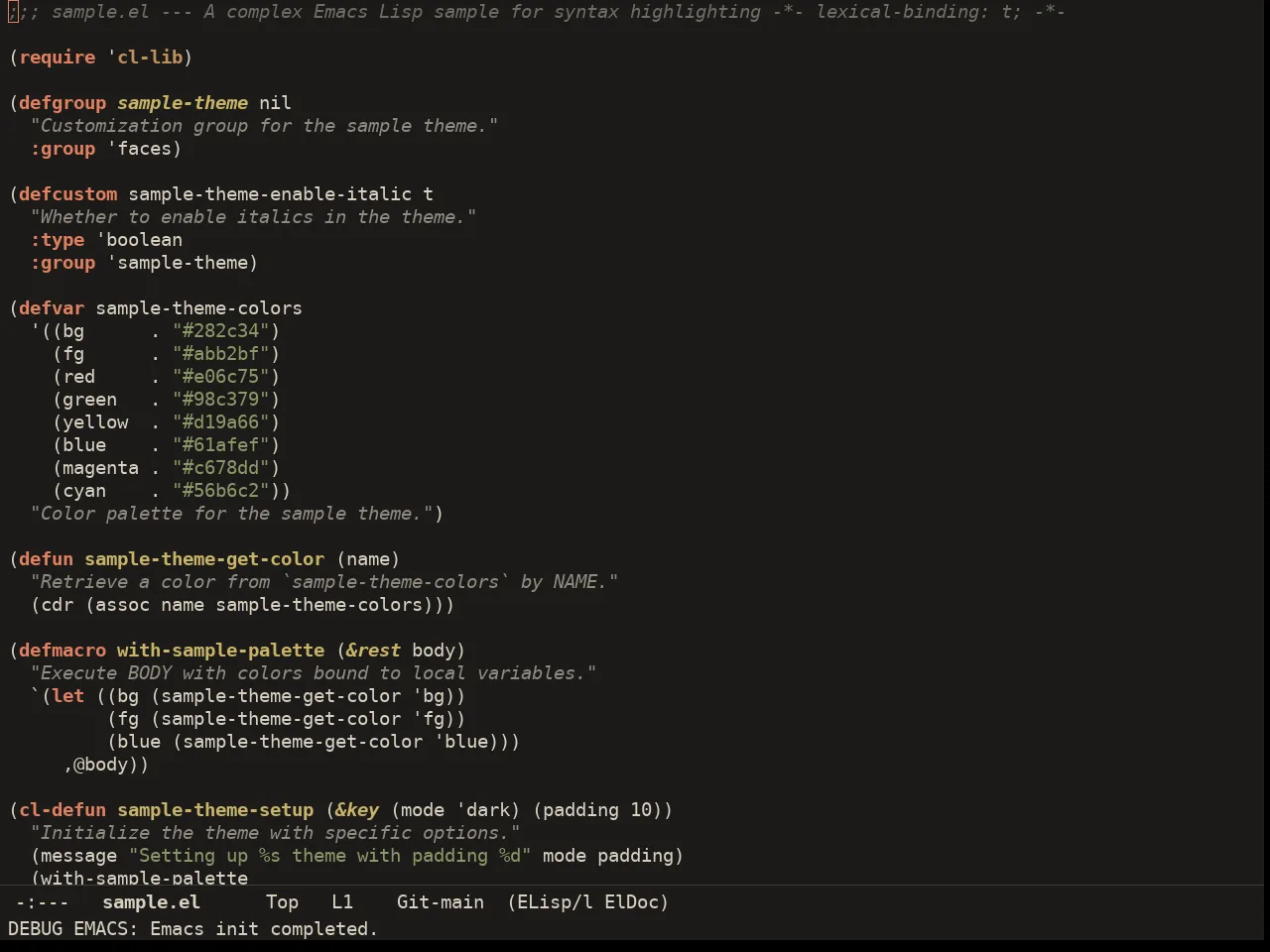 Ember Theme in emacs-lisp-mode