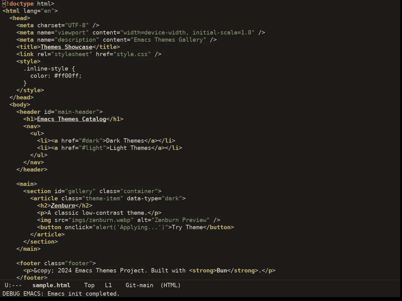 Ember Theme in html-mode