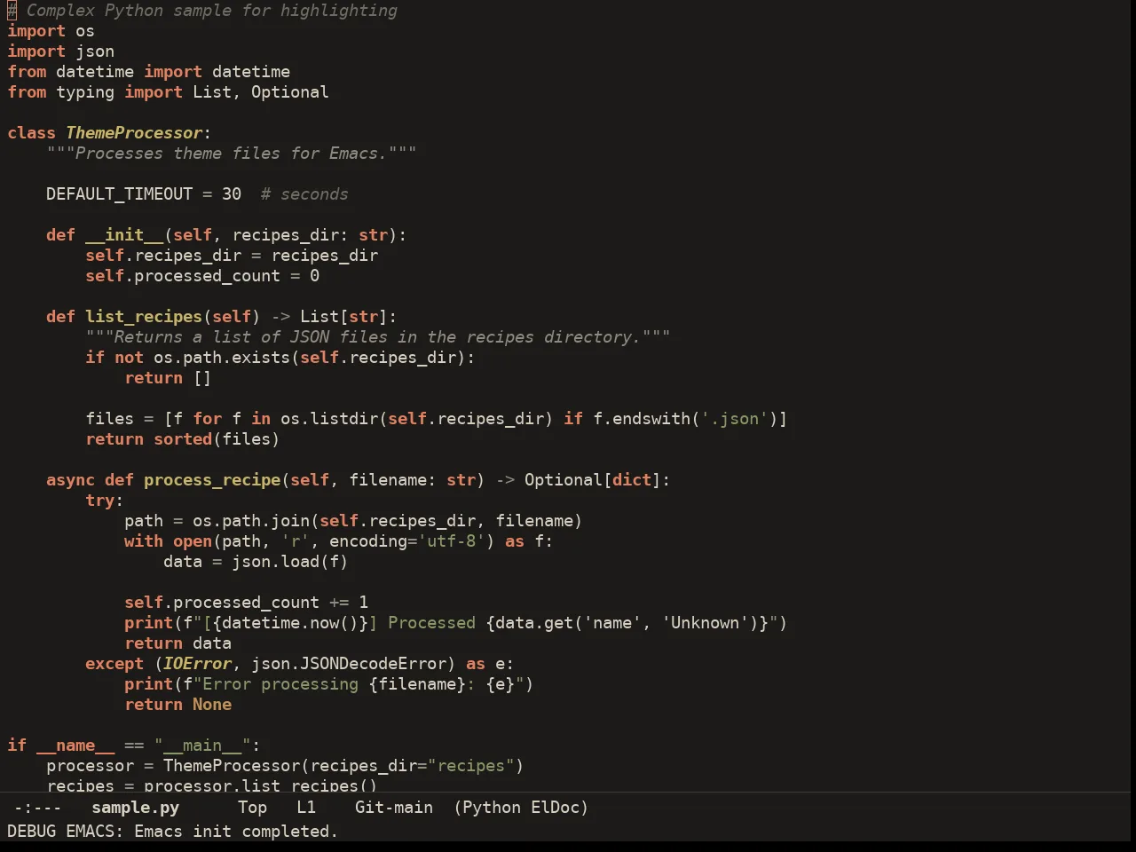 Ember Theme in python-mode