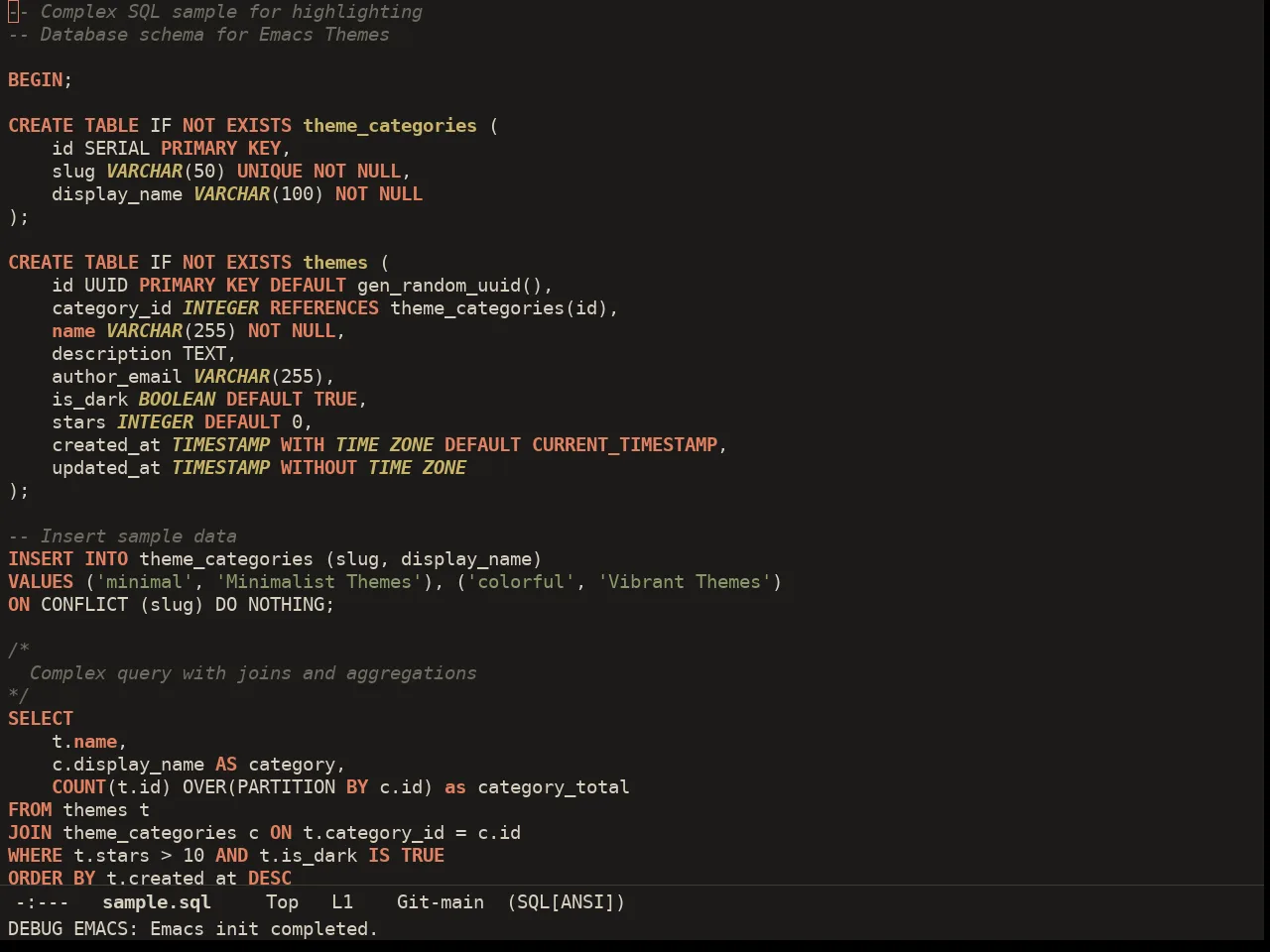 Ember Theme in sql-mode