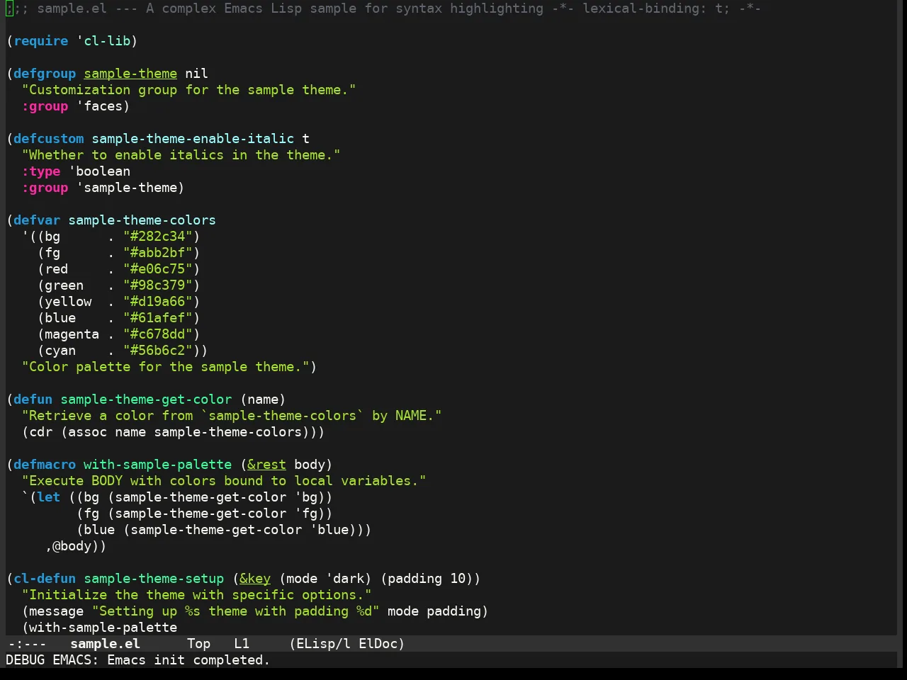 Enlightened Theme in emacs-lisp-mode