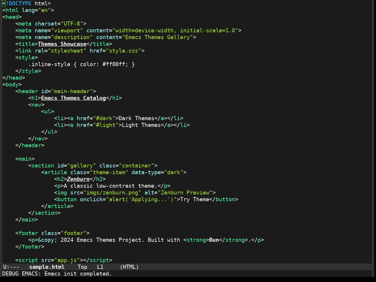 Enlightened Theme in html-mode