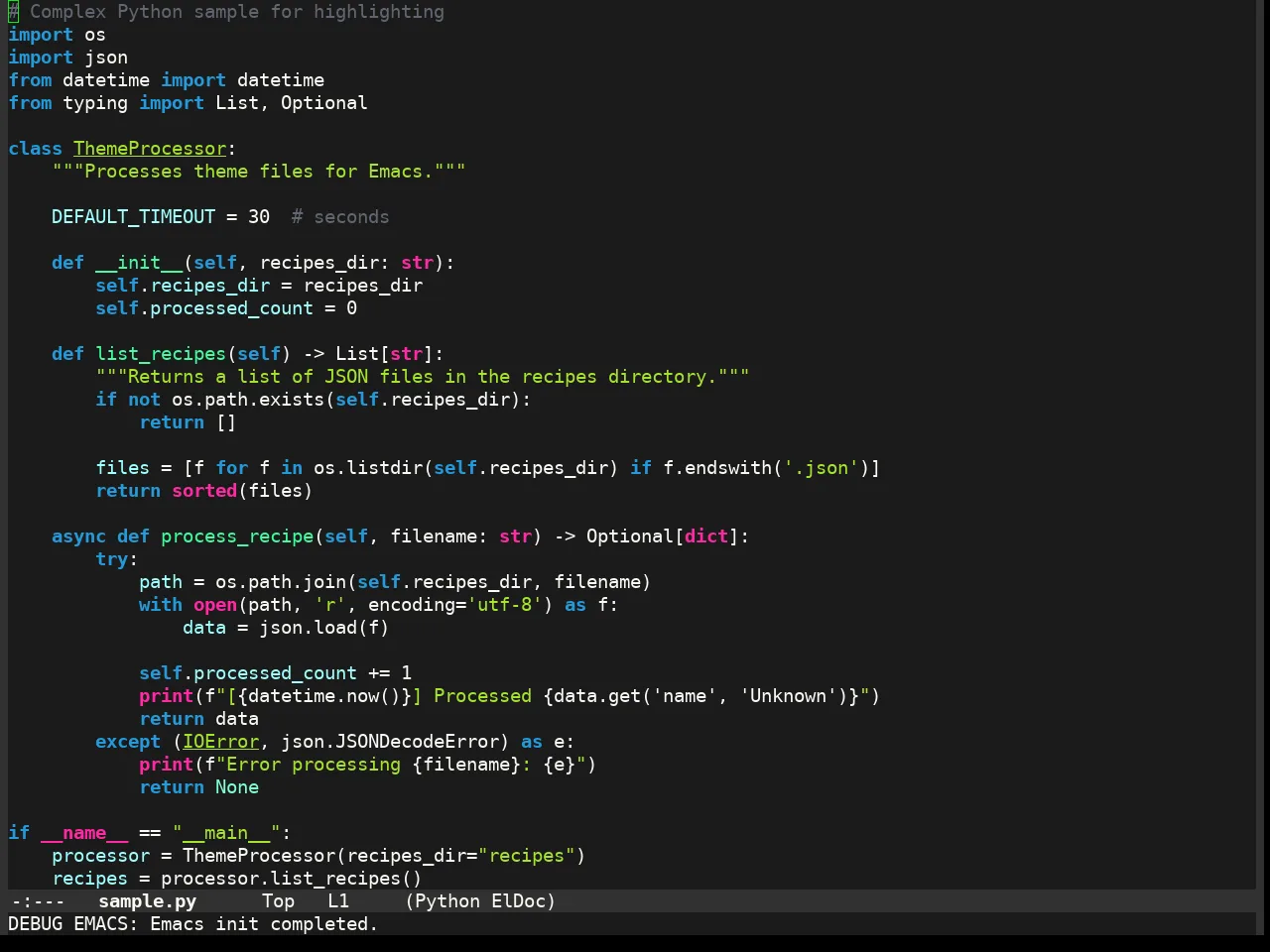 Enlightened Theme in python-mode
