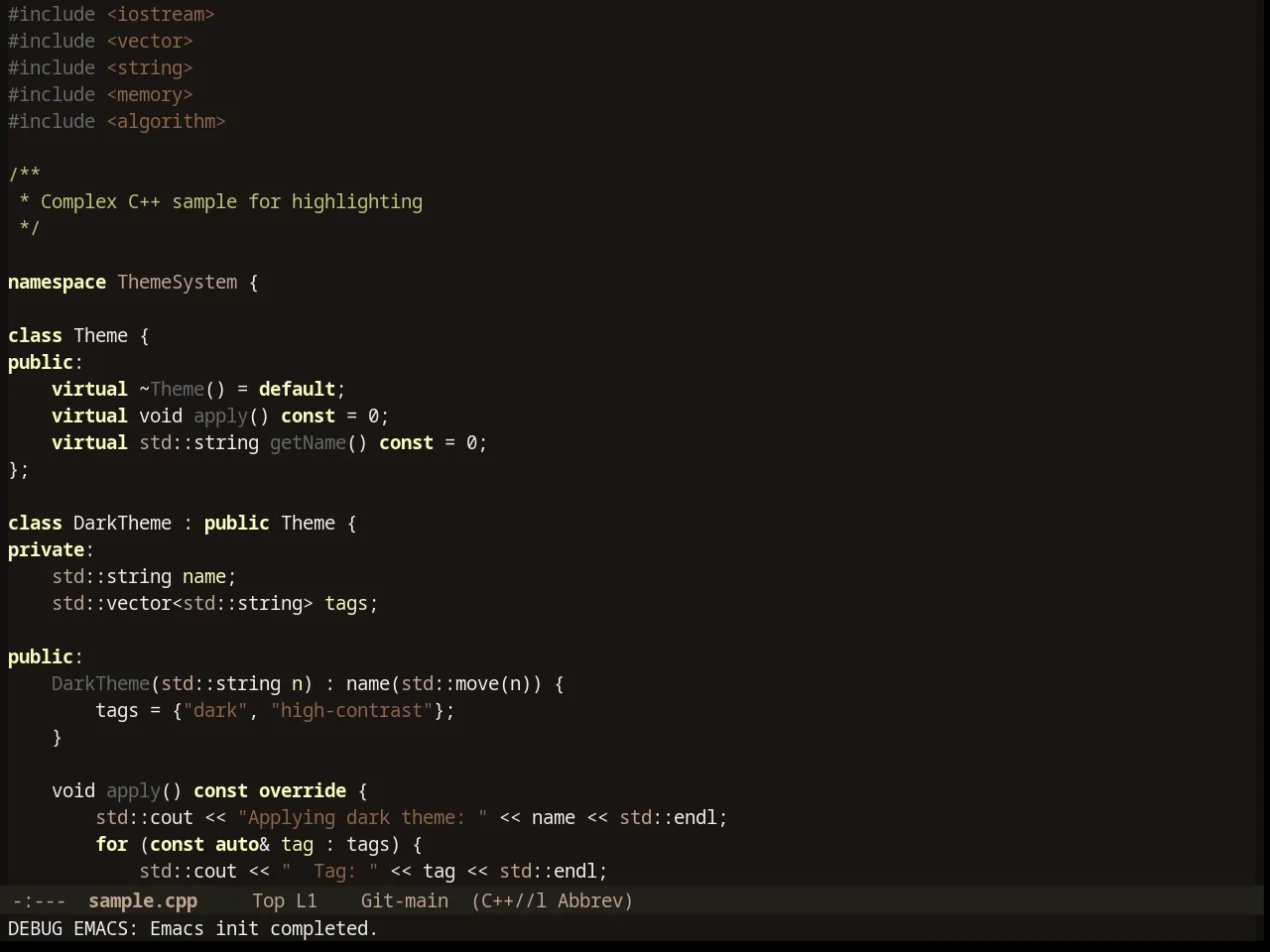 Erosiond Theme in c++-mode