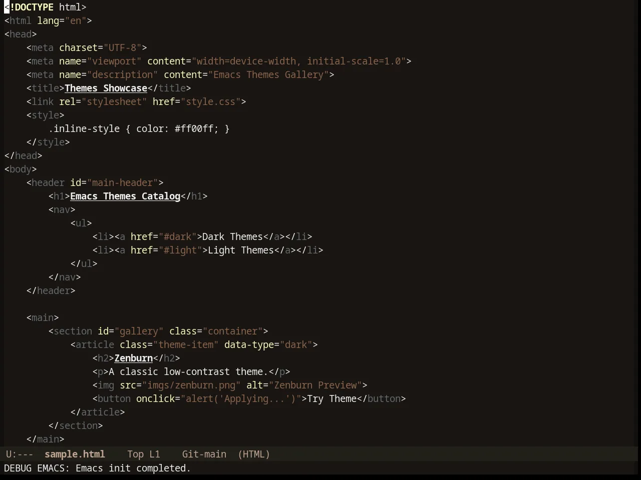 Erosiond Theme in html-mode
