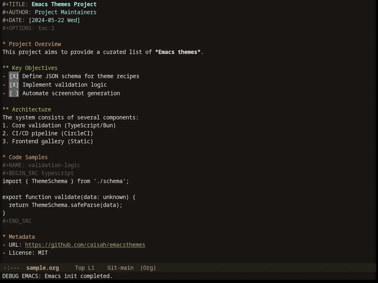 Erosiond Theme in org-mode