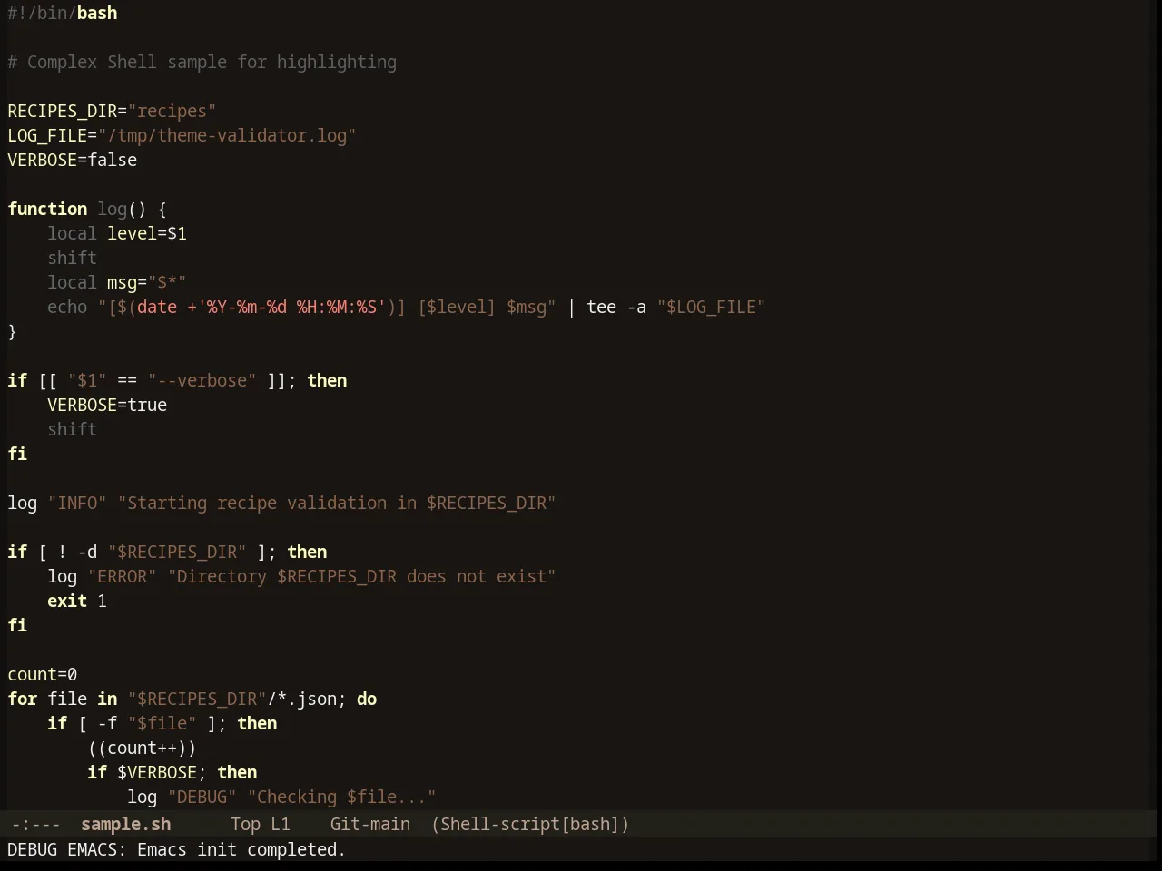 Erosiond Theme in sh-mode