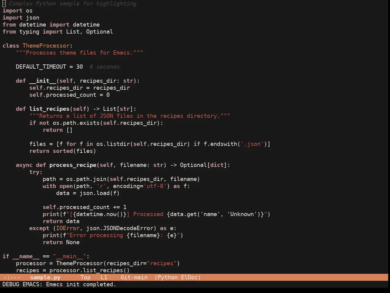 Esmond Theme in python-mode