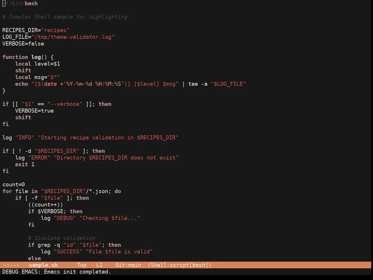 Esmond Theme in sh-mode
