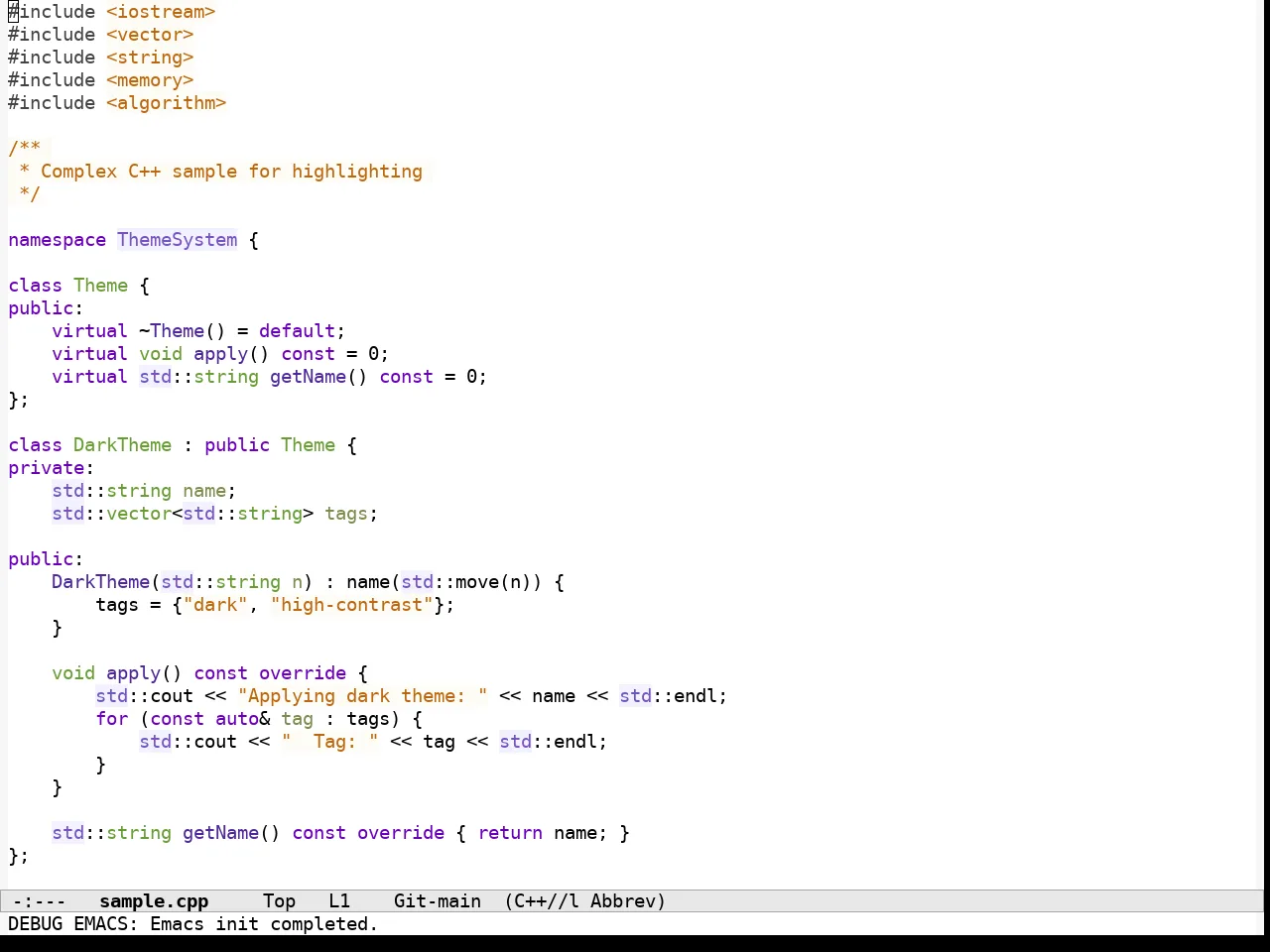 Espresso Theme in c++-mode