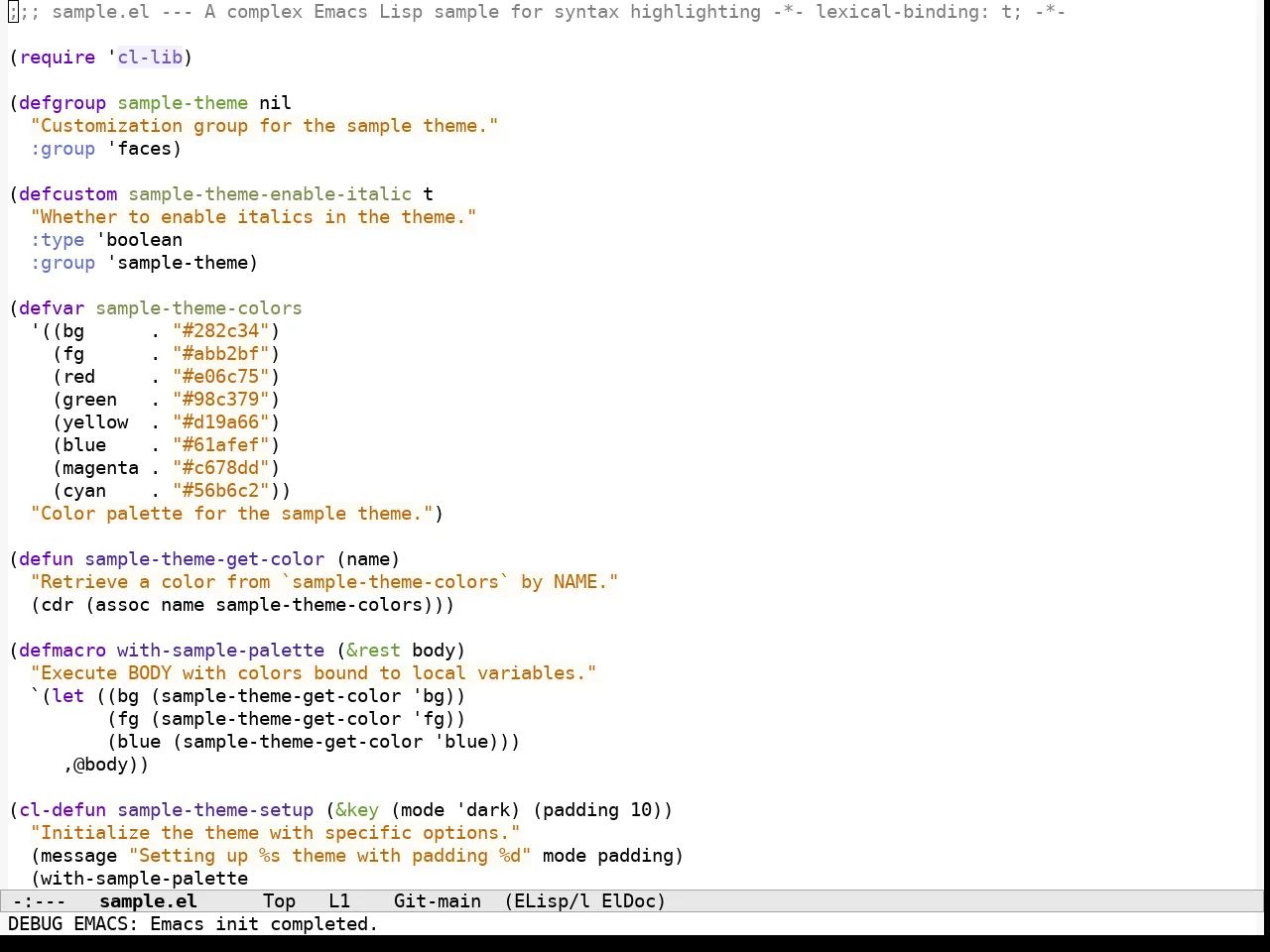 Espresso Theme in emacs-lisp-mode
