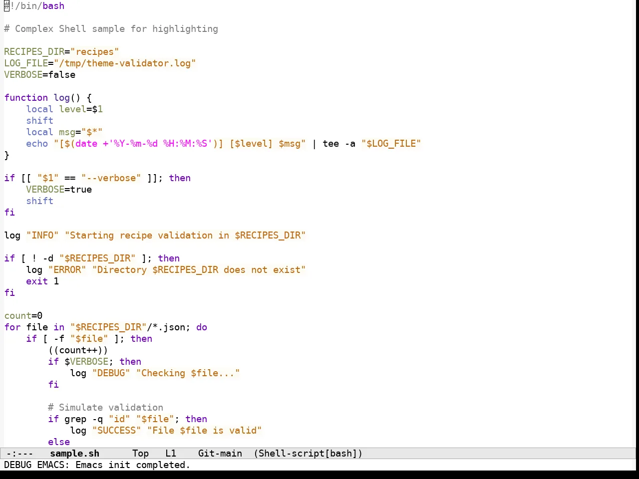 Espresso Theme in sh-mode