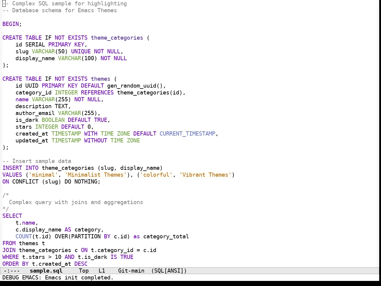 Espresso Theme in sql-mode