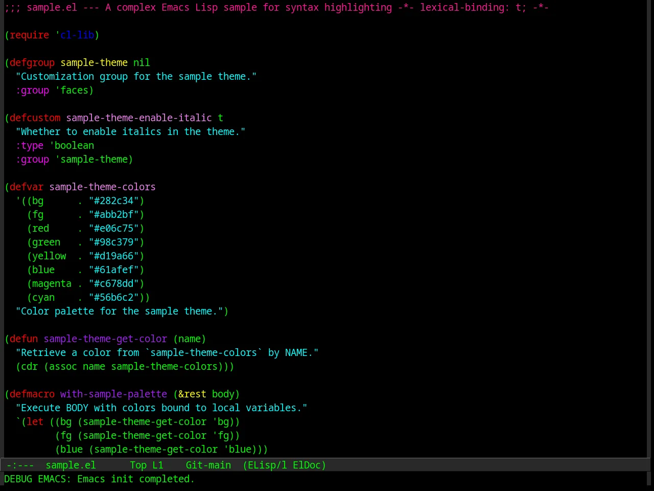 Euphoria Theme in emacs-lisp-mode